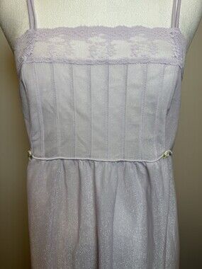 VTG Lilac Shimmer Nylon Nightgown Babydoll Lingerie Romantic Sheer M Boudoir